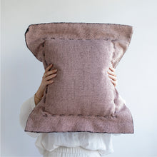 Load image into Gallery viewer, Offering an elegant and timeless design for your home with a different color on each side. This two-sided cushion gives you options to play with.  Disclaimer: Every cushion is individually knitted and sewn by hand to ensure the highest level of comfort and long-lasting quality, which means you may find slight variations in design and size.  Cushion filling included. 55 x 55 cm 100% polyester