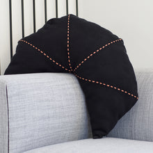 Load image into Gallery viewer, The ultimate piece to sit back and chill. The unique shape of the cushion provides your back and neck the ultimate support.  Disclaimer: Every cushion is individually knitted and sewn by hand to ensure the highest level of comfort and long-lasting quality, which means you may find slight variations in design and size.  Cushion filling included. 40 x 72 cm 100% polyester