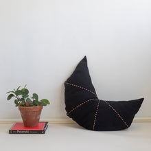 Load image into Gallery viewer, The ultimate piece to sit back and chill. The unique shape of the cushion provides your back and neck the ultimate support.  Disclaimer: Every cushion is individually knitted and sewn by hand to ensure the highest level of comfort and long-lasting quality, which means you may find slight variations in design and size.  Cushion filling included. 40 x 72 cm 100% polyester